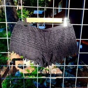 Black Lace Crochet Shorts